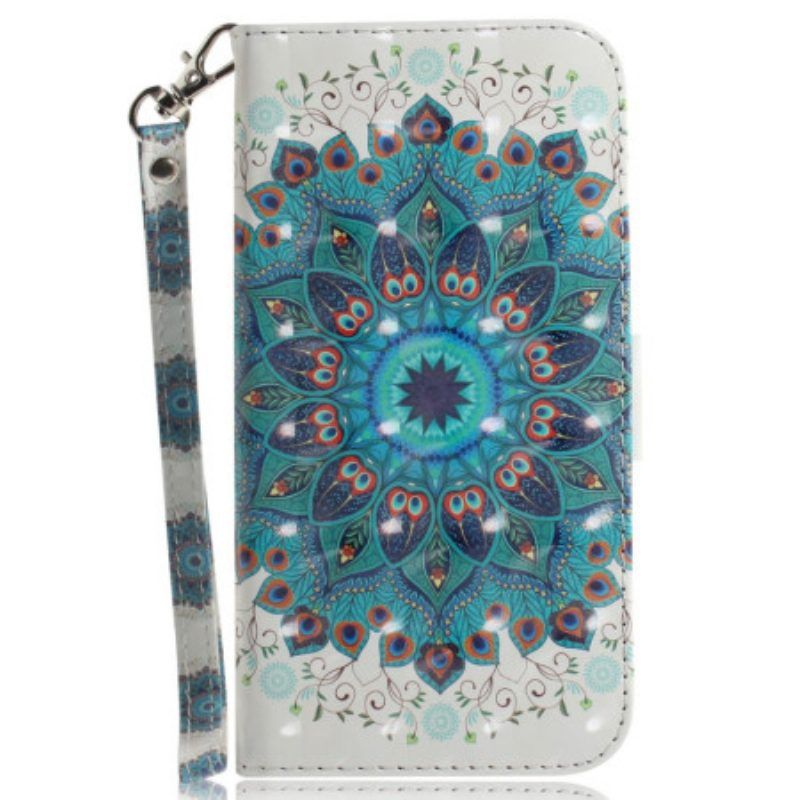 Leren Hoesje voor Samsung Galaxy A14 / A14 5G Met Ketting Strakke Mandala