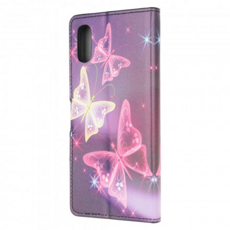 Flip Case Leren Samsung Galaxy Xcover 5 Vlinders En Bloemen