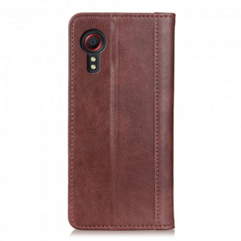 Folio-hoesje Samsung Galaxy Xcover 5 Elegantie Split Litchi Leer