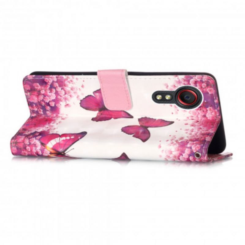 Folio-hoesje Samsung Galaxy Xcover 5 Telefoonhoesje Rode Vlinders