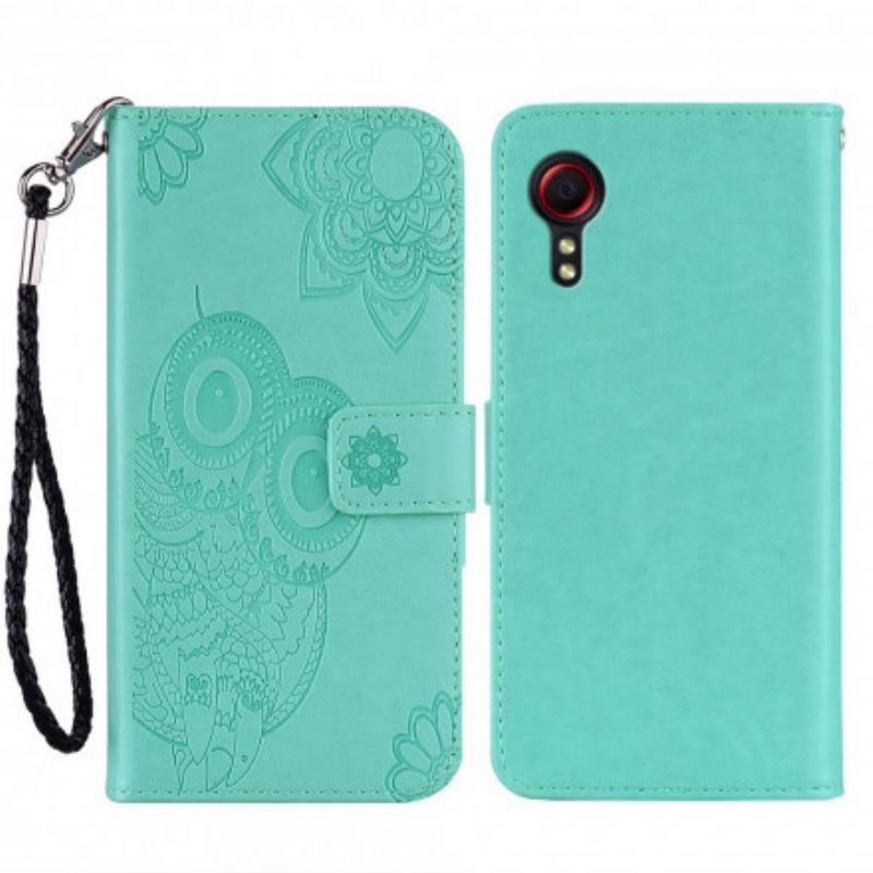 Folio-hoesje Samsung Galaxy Xcover 5 Telefoonhoesje Uil Mandala En Lanyard