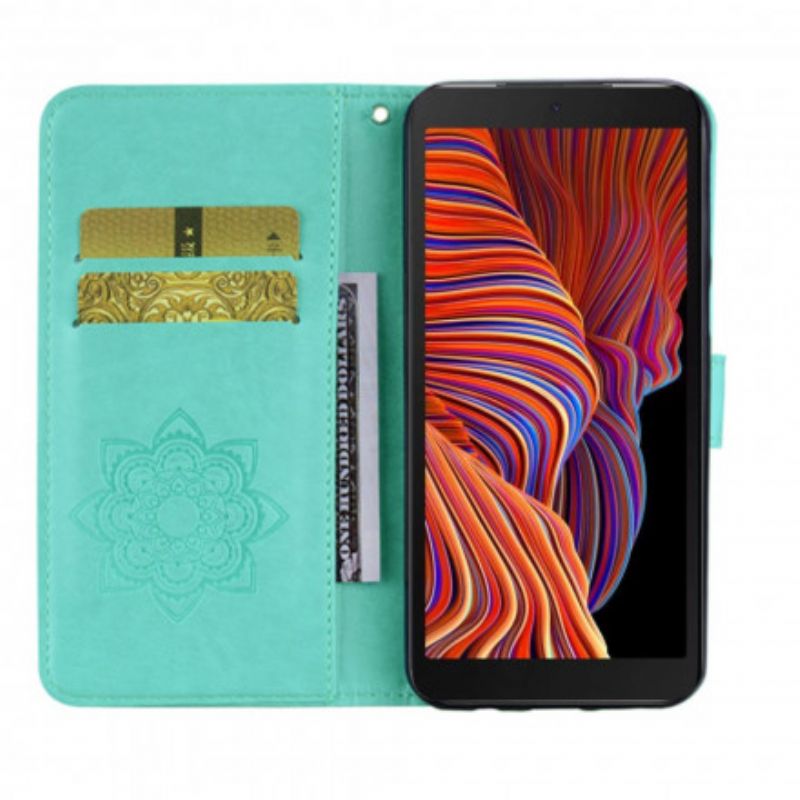 Folio-hoesje Samsung Galaxy Xcover 5 Telefoonhoesje Uil Mandala En Lanyard