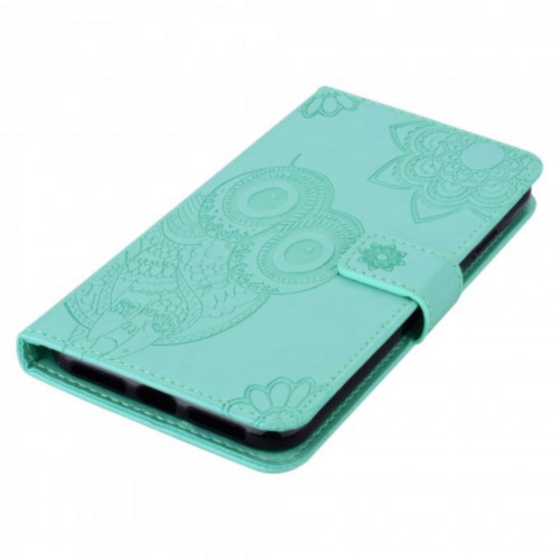 Folio-hoesje Samsung Galaxy Xcover 5 Telefoonhoesje Uil Mandala En Lanyard