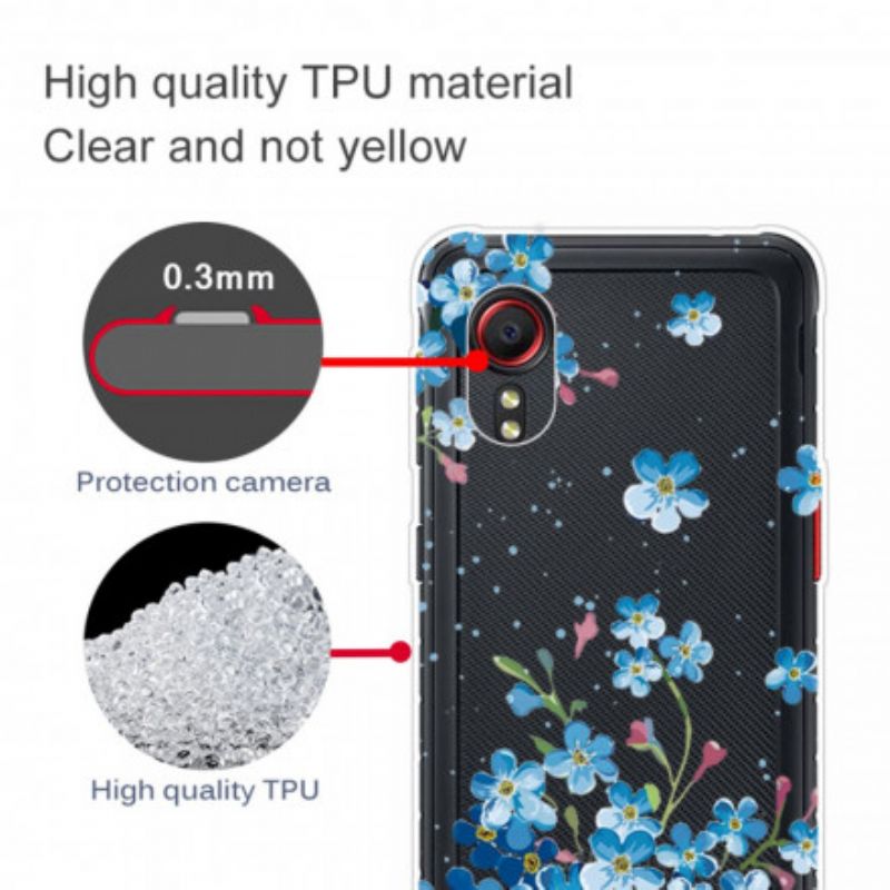 Hoesje Voor Samsung Galaxy Xcover 5 Blauwe Bloemen