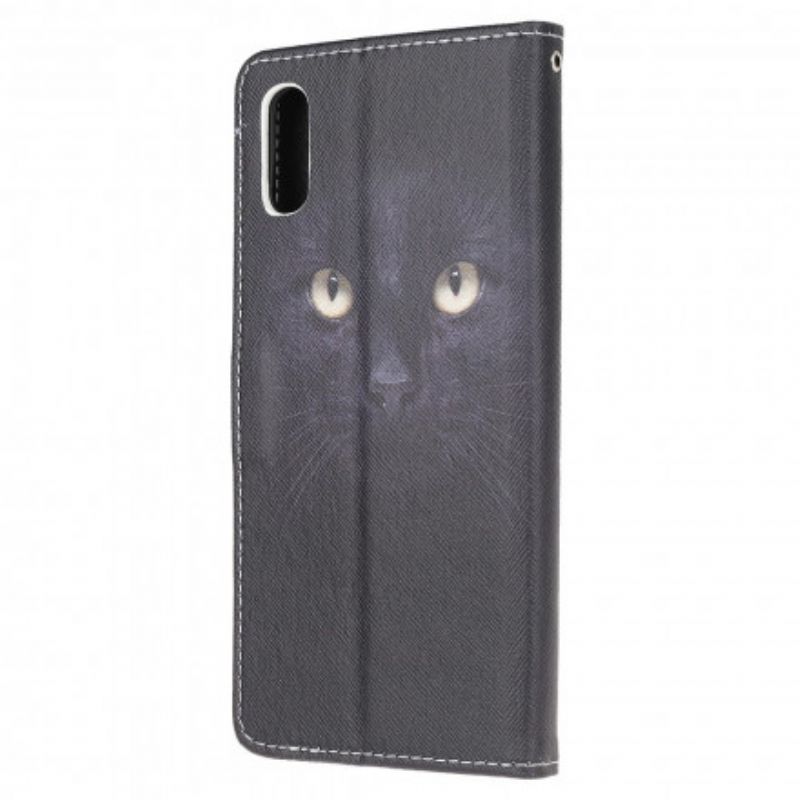 Leren Hoesje Samsung Galaxy Xcover 5 Kattenogen Met Zwarte Bandjes Bescherming Hoesje