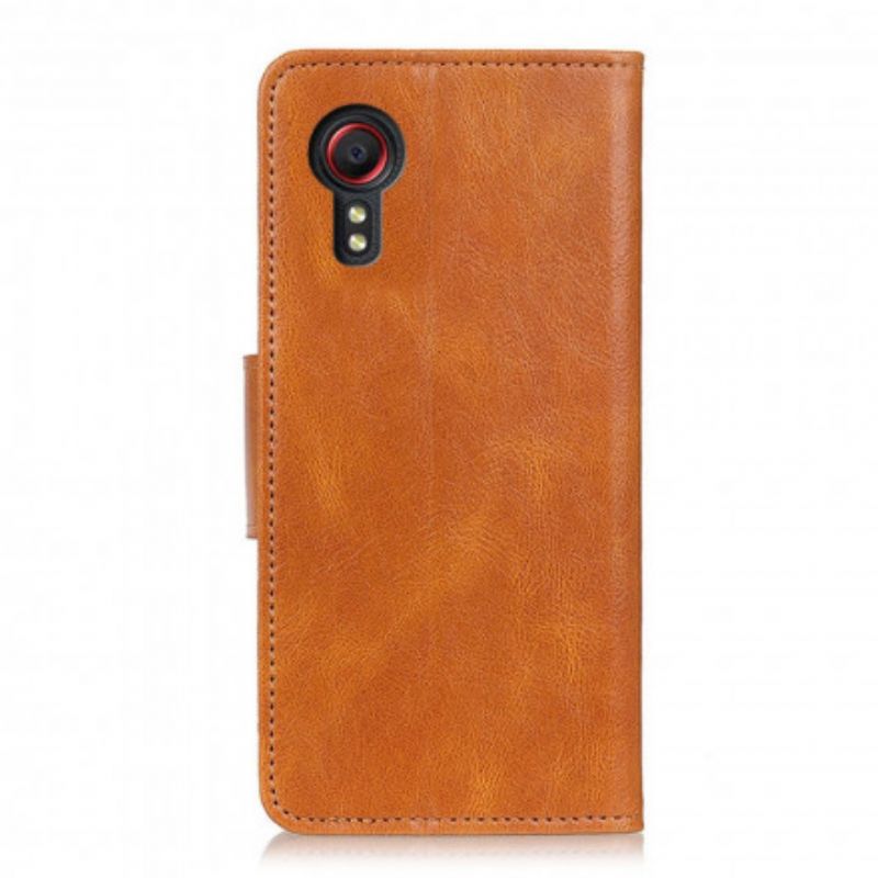 Leren Hoesje Samsung Galaxy Xcover 5 Omkeerbare Sluiting Met Leereffect Bescherming Hoesje