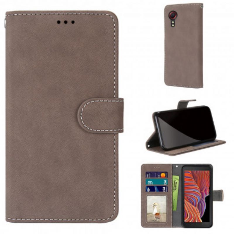 Leren Hoesje Samsung Galaxy Xcover 5 Stijl Lederen Vintage Couture Bescherming Hoesje