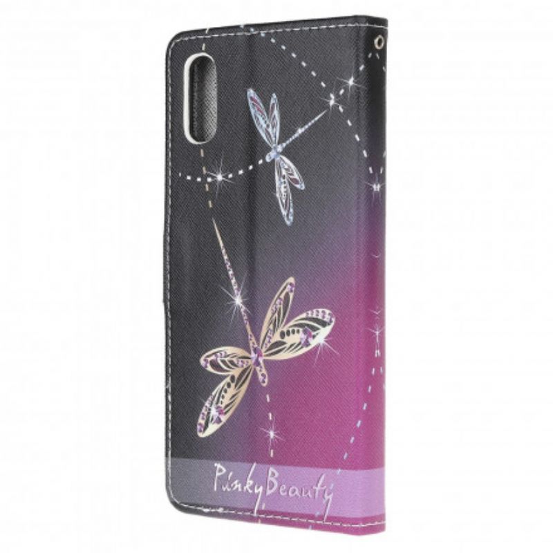 Leren Hoesje Samsung Galaxy Xcover 5 Strappy Libellen Bescherming Hoesje