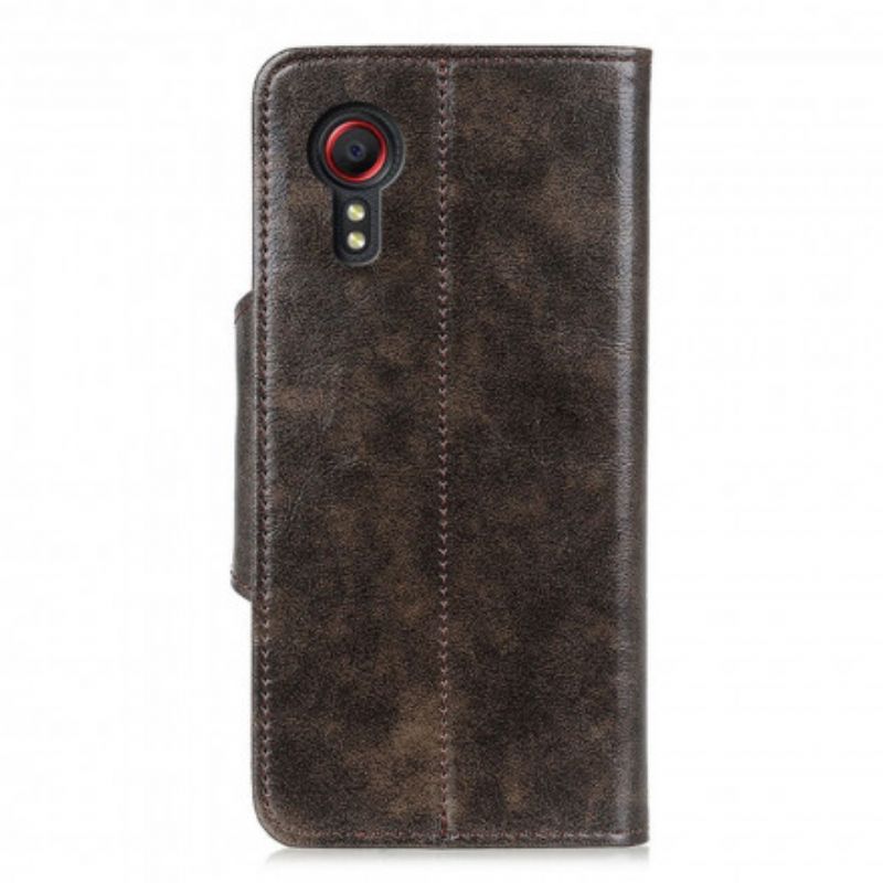 Leren Hoesje Voor Samsung Galaxy Xcover 5 Kunstleer Knoop Vintage