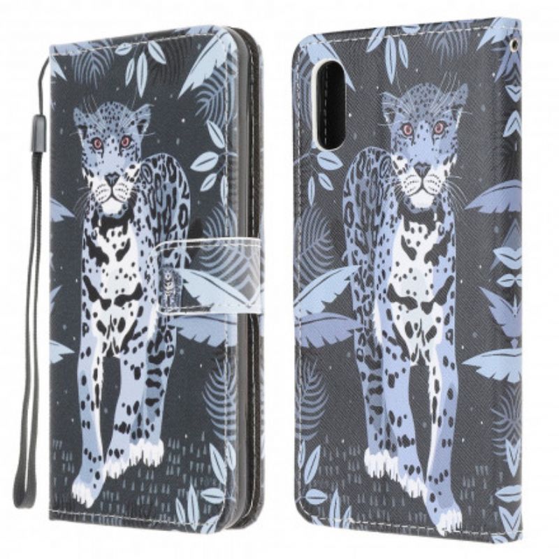 Leren Hoesje Voor Samsung Galaxy Xcover 5 Leopard Strappy