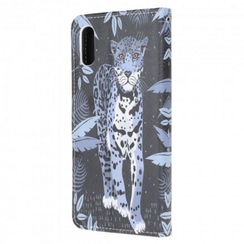 Leren Hoesje Voor Samsung Galaxy Xcover 5 Leopard Strappy