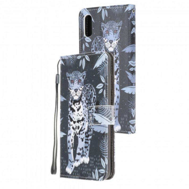 Leren Hoesje Voor Samsung Galaxy Xcover 5 Leopard Strappy