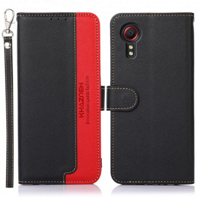 Leren Hoesje Voor Samsung Galaxy Xcover 5 Litchi Leder Rfid-technologie