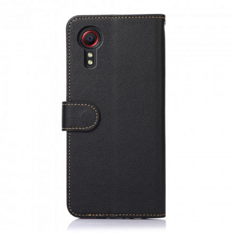 Leren Hoesje Voor Samsung Galaxy Xcover 5 Litchi Leder Rfid-technologie