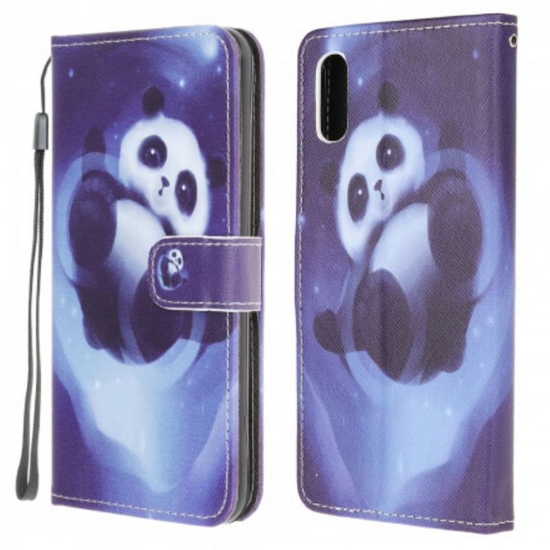 Leren Hoesje Voor Samsung Galaxy Xcover 5 Panda Space Strappy