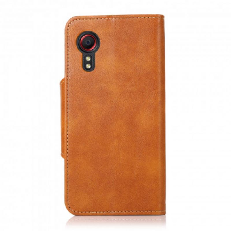 Leren Hoesje Voor Samsung Galaxy Xcover 5 Vintage Knoop Van Kunstleer