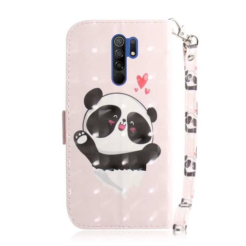 Bescherming Hoesje Xiaomi Redmi 9 Telefoonhoesje Panda Love Met String