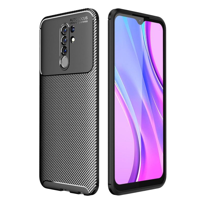 Case Hoesje Xiaomi Redmi 9 Donkerblauw Zwart Telefoonhoesje Flexibele Koolstofvezel