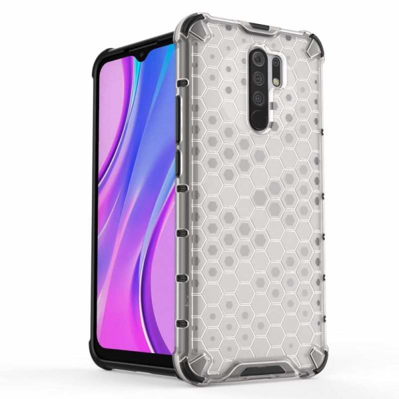 Case Hoesje Xiaomi Redmi 9 Grijs Wit Telefoonhoesje Honingraatstijl