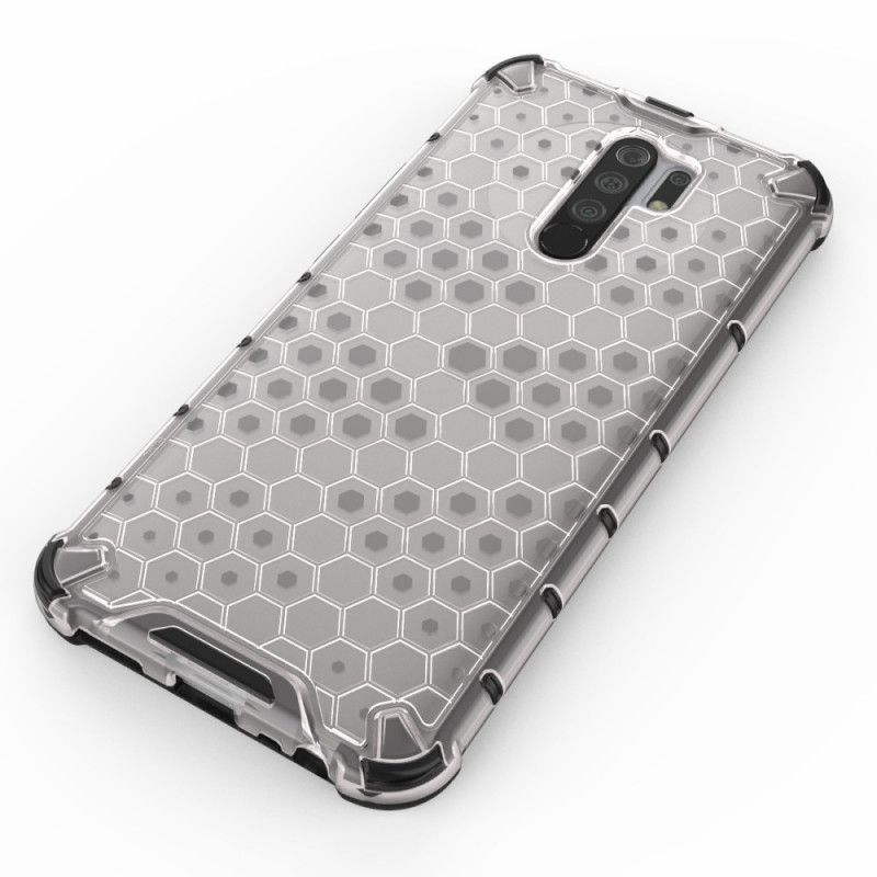 Case Hoesje Xiaomi Redmi 9 Grijs Wit Telefoonhoesje Honingraatstijl