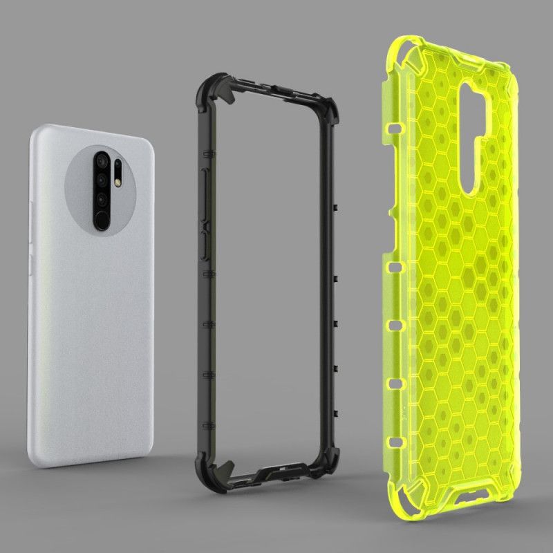 Case Hoesje Xiaomi Redmi 9 Grijs Wit Telefoonhoesje Honingraatstijl