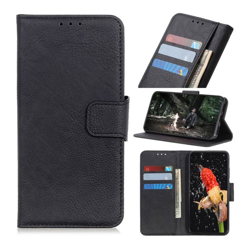 Cover Folio-hoesje Xiaomi Redmi 9 Rood Zwart Telefoonhoesje Getextureerde Lychee