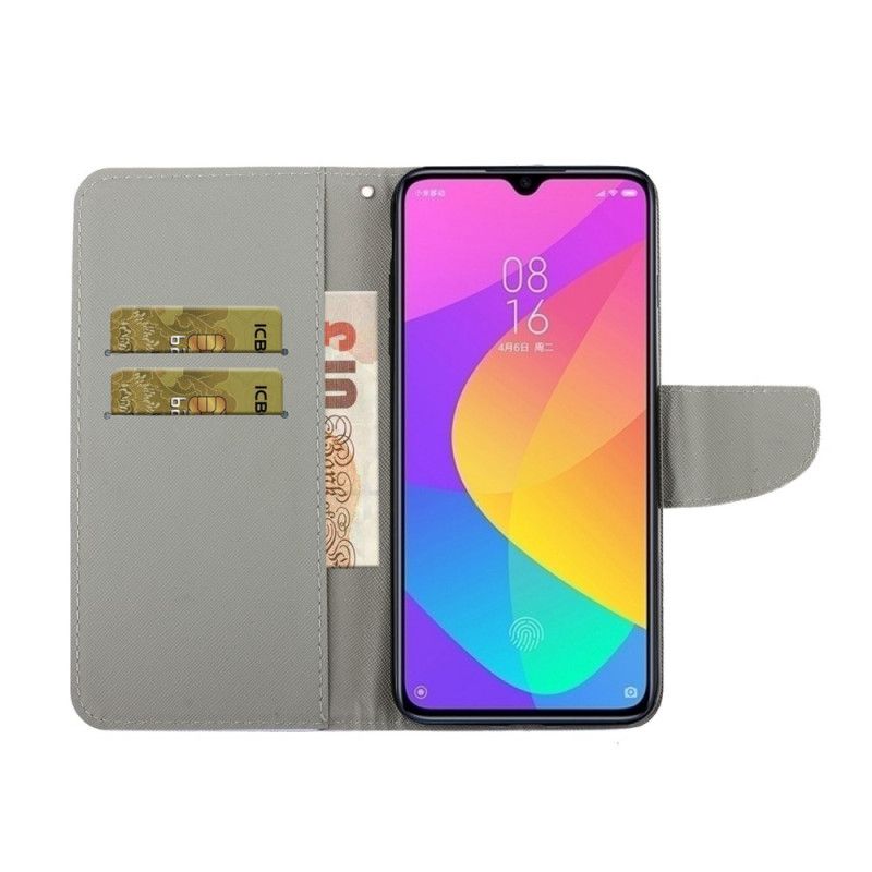 Cover Folio-hoesje Xiaomi Redmi 9 Telefoonhoesje Kat Raak Me Niet Aan Met Een String