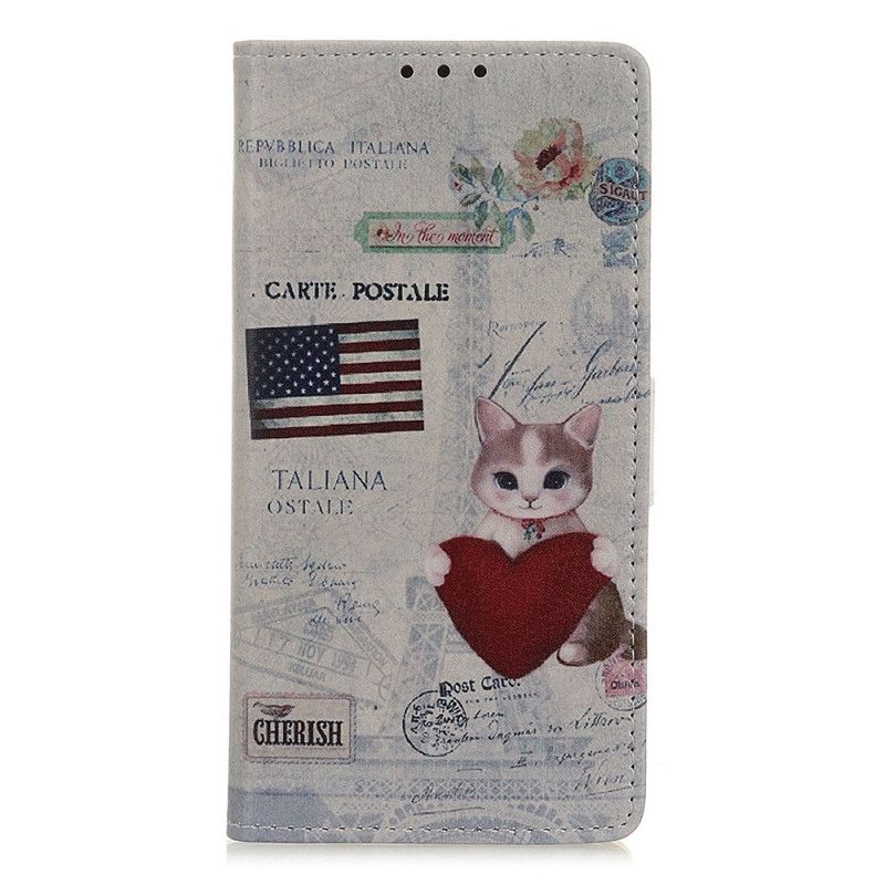 Cover Folio-hoesje Xiaomi Redmi 9 Telefoonhoesje Reizende Kat
