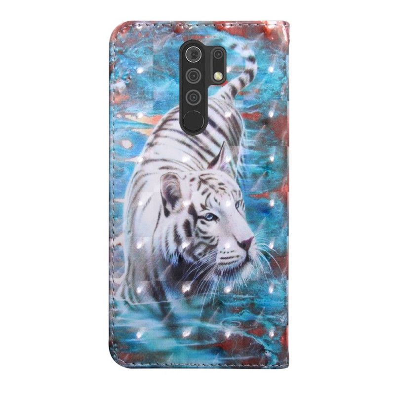 Cover Folio-hoesje Xiaomi Redmi 9 Telefoonhoesje Tijger In Het Water