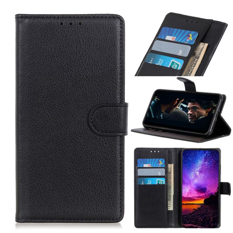 Cover Folio-hoesje Xiaomi Redmi 9 Wit Zwart Telefoonhoesje Premium Lychee Leereffect