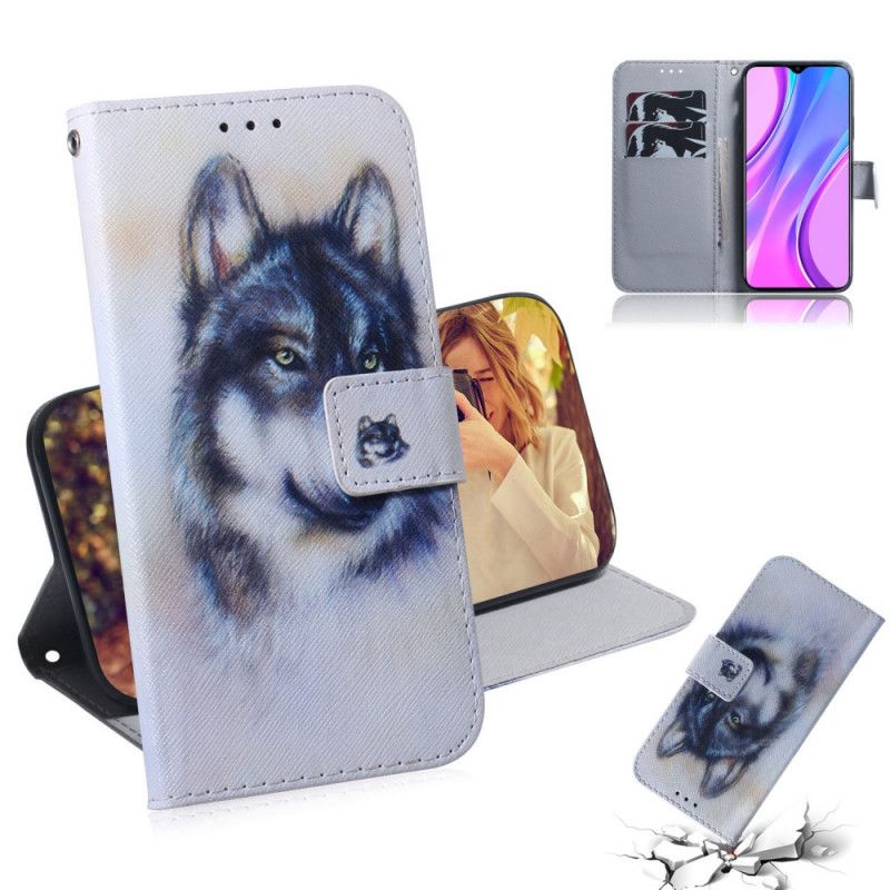 Flip Case Leren Xiaomi Redmi 9 Blik Van De Hond