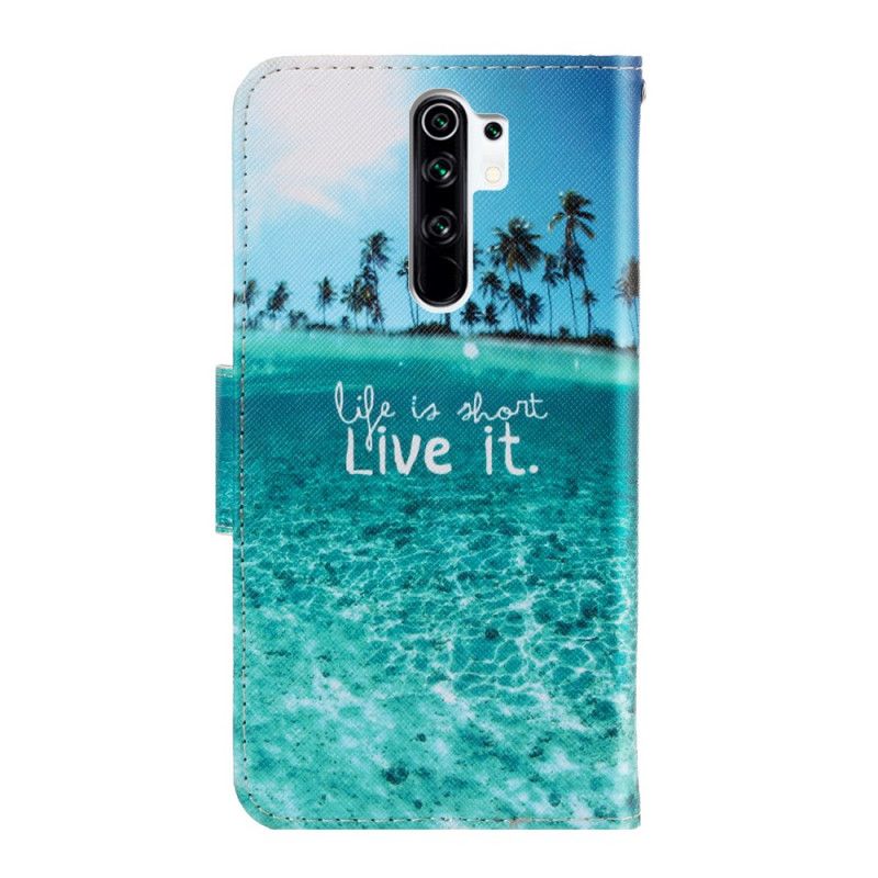 Flip Case Leren Xiaomi Redmi 9 Leef Het Met String