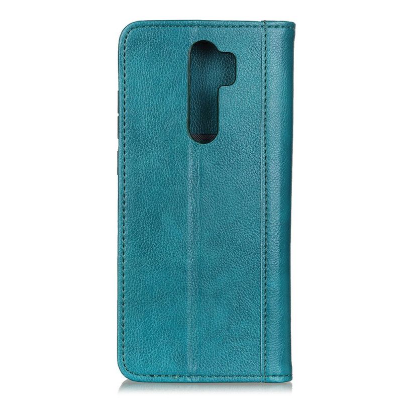 Folio-hoesje Xiaomi Redmi 9 Groen Zwart Versie Van Gespleten Lychee Leer