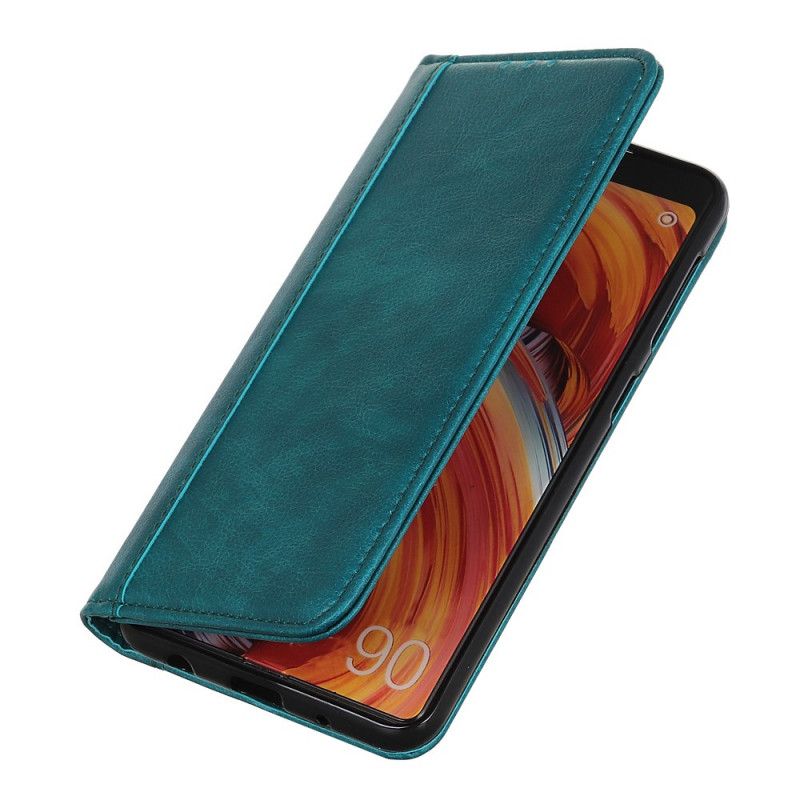 Folio-hoesje Xiaomi Redmi 9 Groen Zwart Versie Van Gespleten Lychee Leer