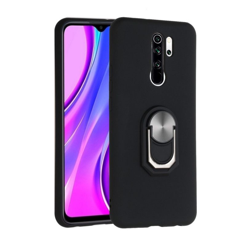 Hoesje voor Xiaomi Redmi 9 Rood Zwart Gemetalliseerde Ringsteun