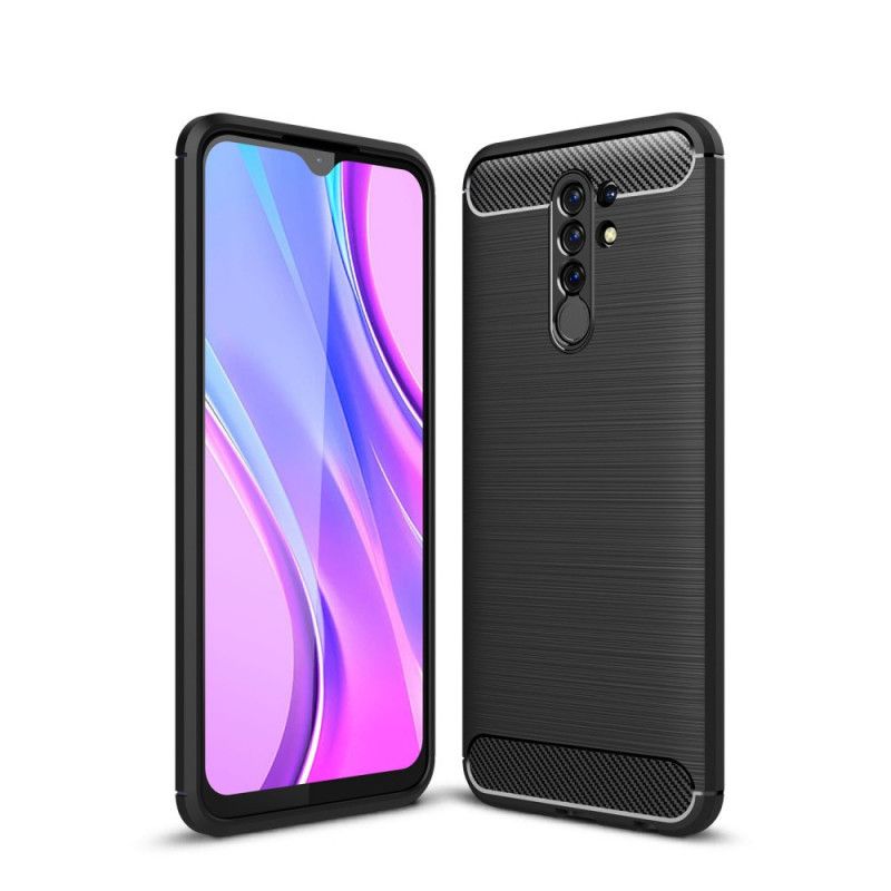 Hoesje Xiaomi Redmi 9 Rood Zwart Geborsteld Koolstofvezel