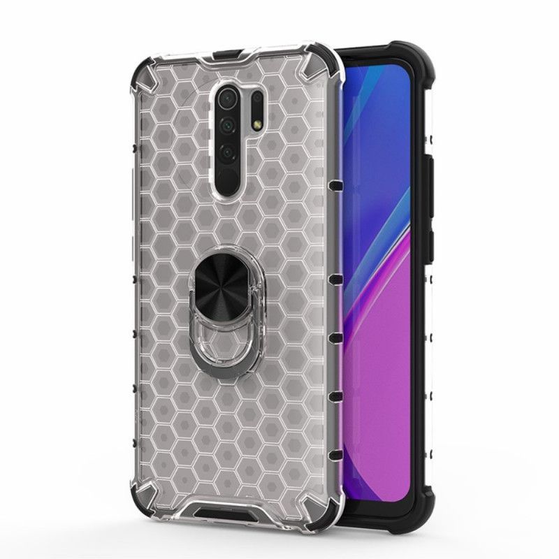 Hoesje Xiaomi Redmi 9 Wit Zwart Honingraat En Ringstijl