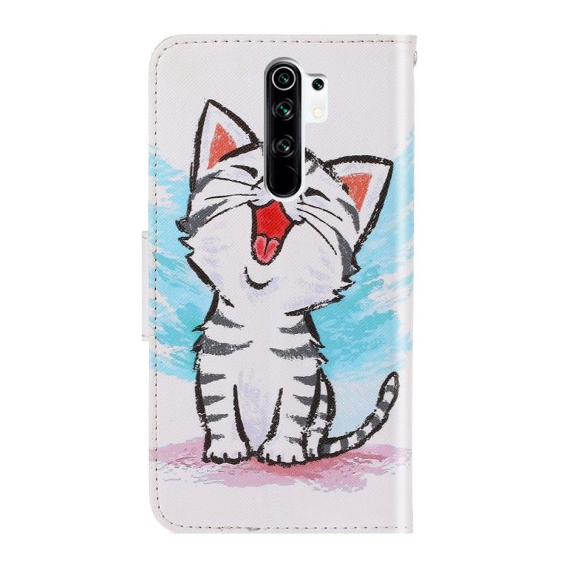 Leren Hoesje voor Xiaomi Redmi 9 Gekleurd Kitten Met String