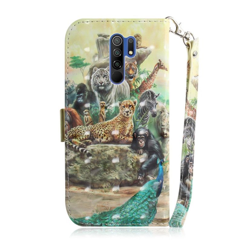 Leren Hoesje voor Xiaomi Redmi 9 String Safari Dieren