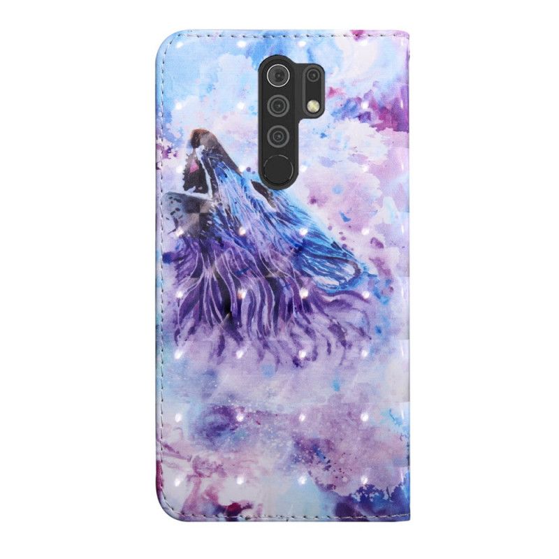 Leren Hoesje Xiaomi Redmi 9 Aquarel Wolf