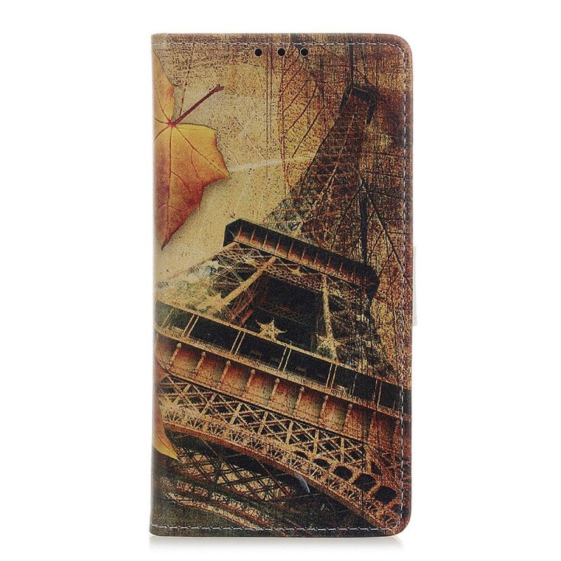 Leren Hoesje Xiaomi Redmi 9 Eiffeltoren In De Herfst