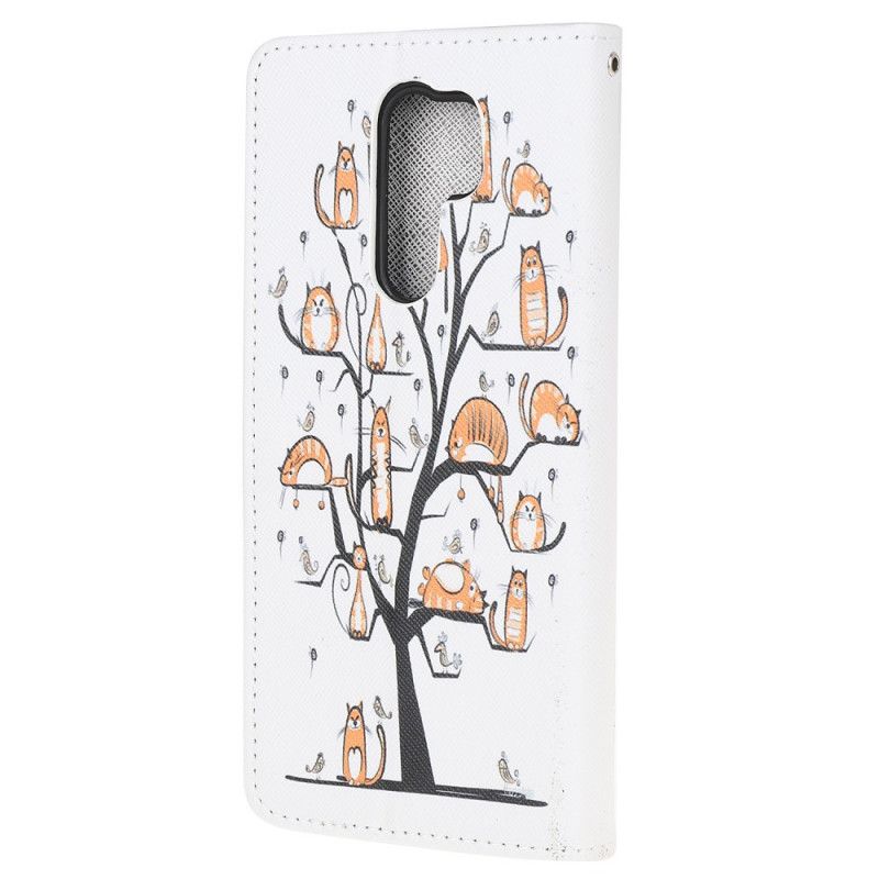 Leren Hoesje Xiaomi Redmi 9 Funky String Katten