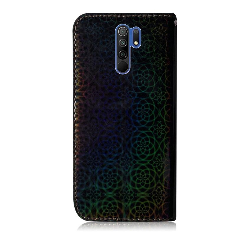 Leren Hoesje Xiaomi Redmi 9 Grijs Zwart Pure Kleur