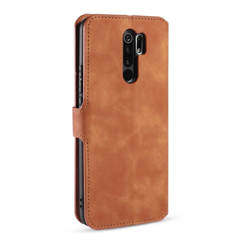 Leren Hoesje Xiaomi Redmi 9 Grijs Zwart Retro Dg.Ming