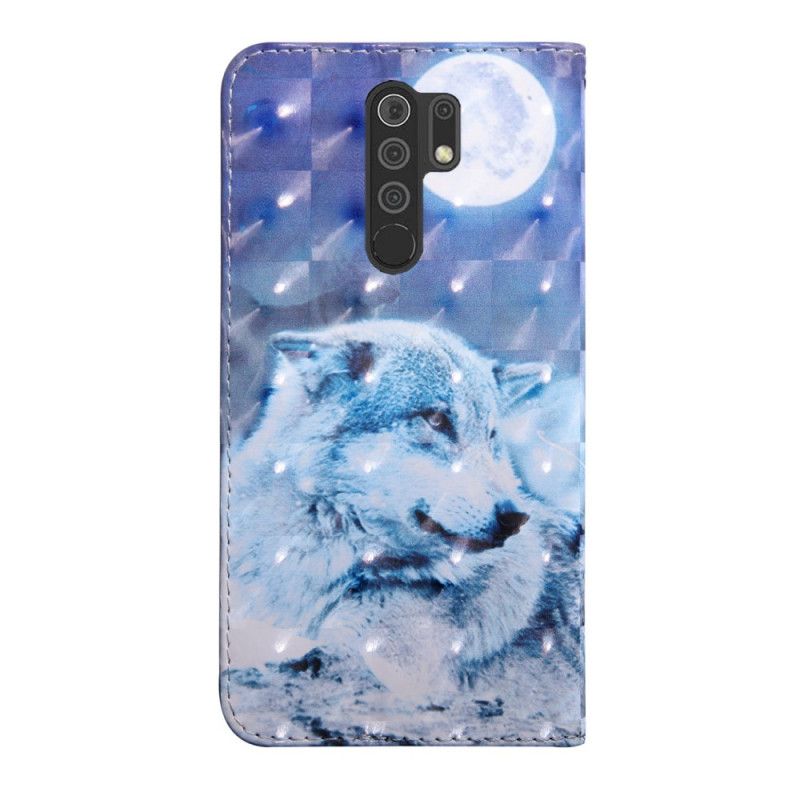 Leren Hoesje Xiaomi Redmi 9 Maanlichtwolf