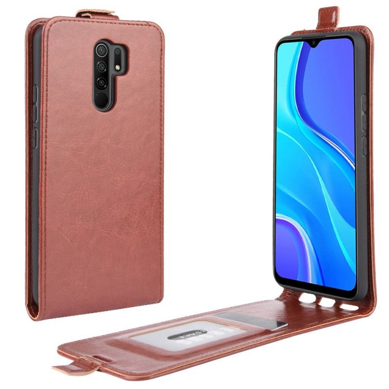 Leren Hoesje Xiaomi Redmi 9 Wit Zwart Vouwledereffect