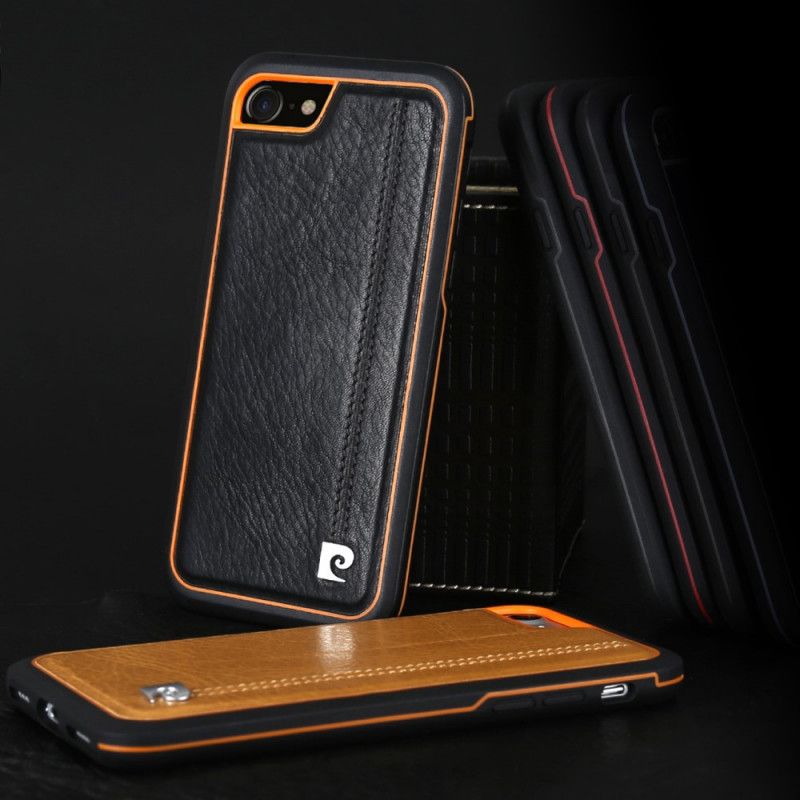 Case Hoesje iPhone 7 / 8 / SE 2 Oranje Zwart Telefoonhoesje Pierre Cardin Leer