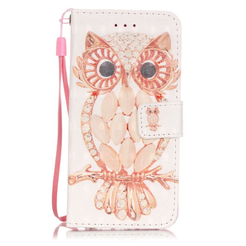 Cover Folio-hoesje iPhone 7 / 8 / SE 2 Telefoonhoesje Aquarel Uil Met String