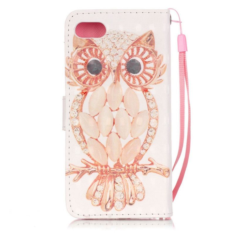 Cover Folio-hoesje iPhone 7 / 8 / SE 2 Telefoonhoesje Aquarel Uil Met String