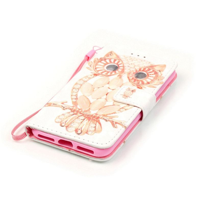 Cover Folio-hoesje iPhone 7 / 8 / SE 2 Telefoonhoesje Aquarel Uil Met String